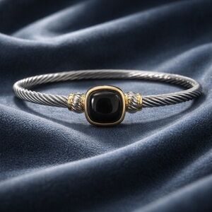 Black, Silver  and Gold Women's Cable Bracelet